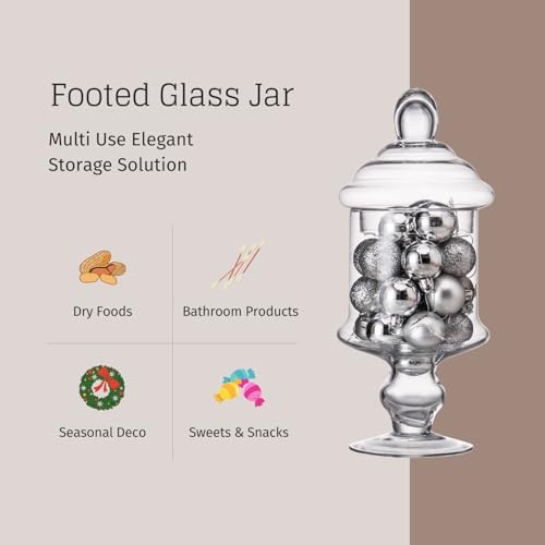 Diamond Star Clear Glass Apothecary Jar Decorative Candy Buffet Jars Elegant Glass Storage Containers (Height: 12" Body: 6") - Image 3