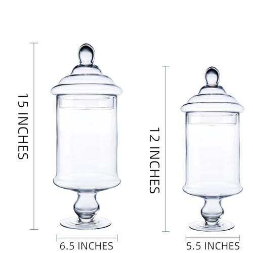 Diamond Star Clear Glass Apothecary Jar Decorative Candy Buffet Jars Elegant Glass Storage Containers (Height: 12" Body: 6") - Image 2