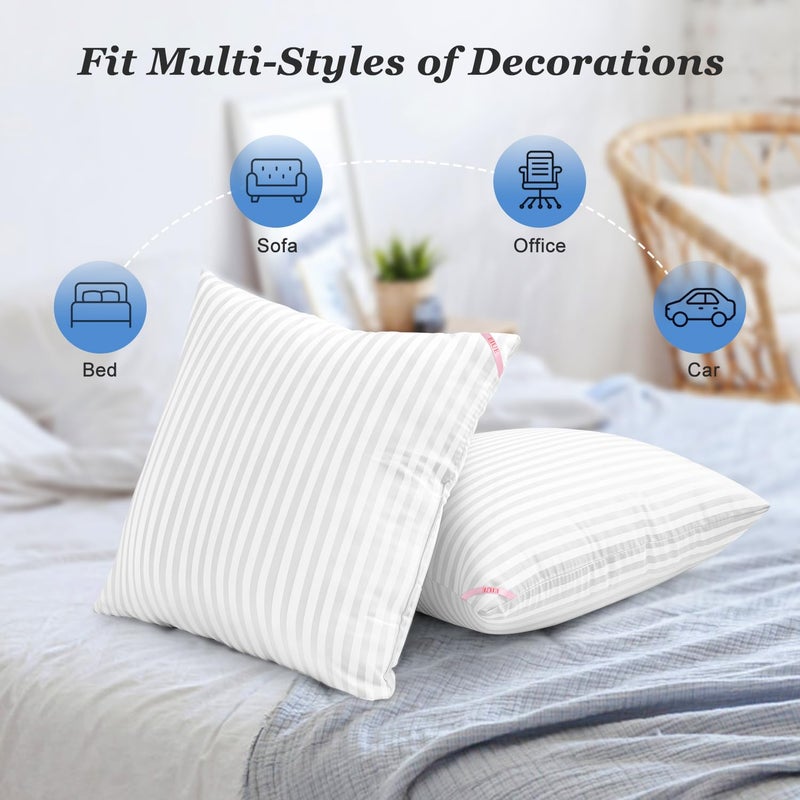 EIUE Throw Pillow Inserts, Machine Washable Pillows,Premium Polyester Fiber Fill for Sofa Bed & Decorative Cushions (White, 18x18inch) - Image 3