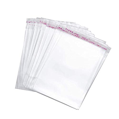 Generic Dharansh Self Adhesive Resealable transparent 5X7 inches Flap 100 Pcs BOPP plastic covers for packingplastic bags 35 Micron Including 1 Pcs Powder Puff for makeup  - Image 1