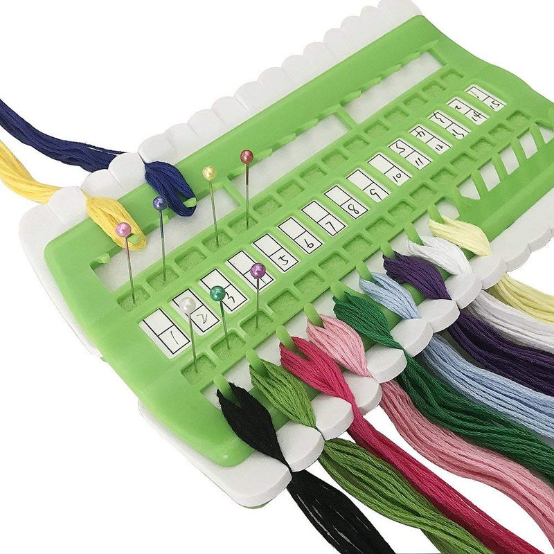 D&D Floss Organizer Embroidery Kit Cross Stitch Tool, 30 Positions Thread Organizers, Plastic & Foam, Green - Image 1