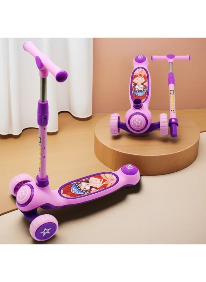 إيزي فيتشور سكوتر إيزي فيوتشر للأطفال من عمر 3 إلى 8 سنوات، مزود بعجلات من البولي يوريثان بإضاءة LED، وفرامل خلفية، وموسيقى، ومقبض قابل للطي وتعديل الارتفاع. - Image 1