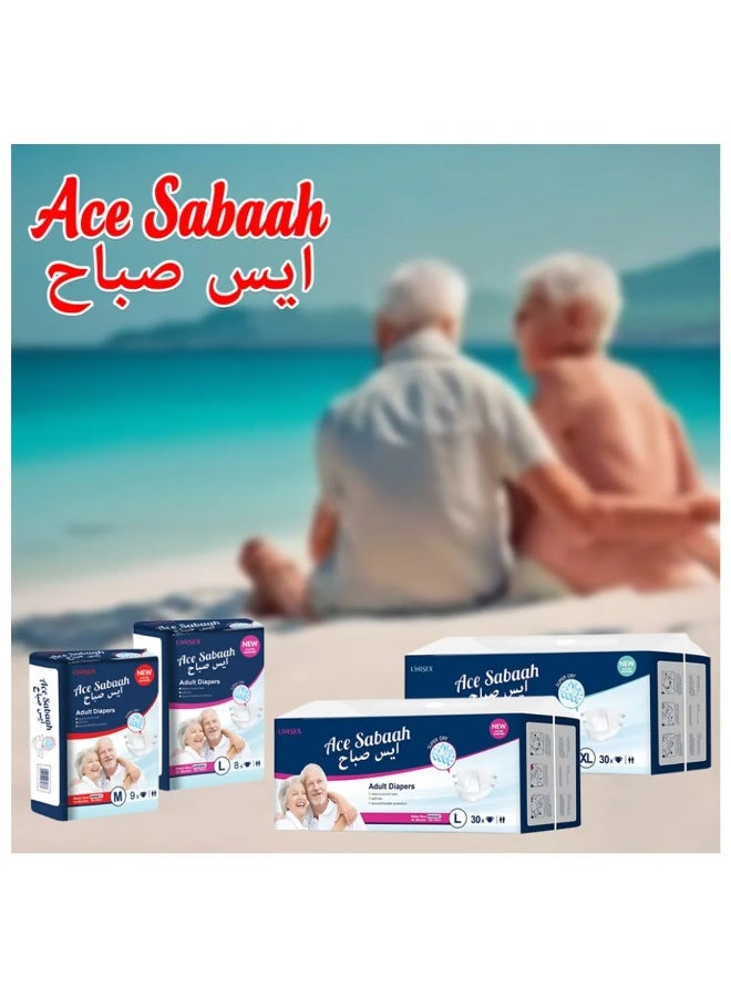 Ace Sabaah Disposable Adult Diaper Size Large 8 Pcs Pack - Image 3