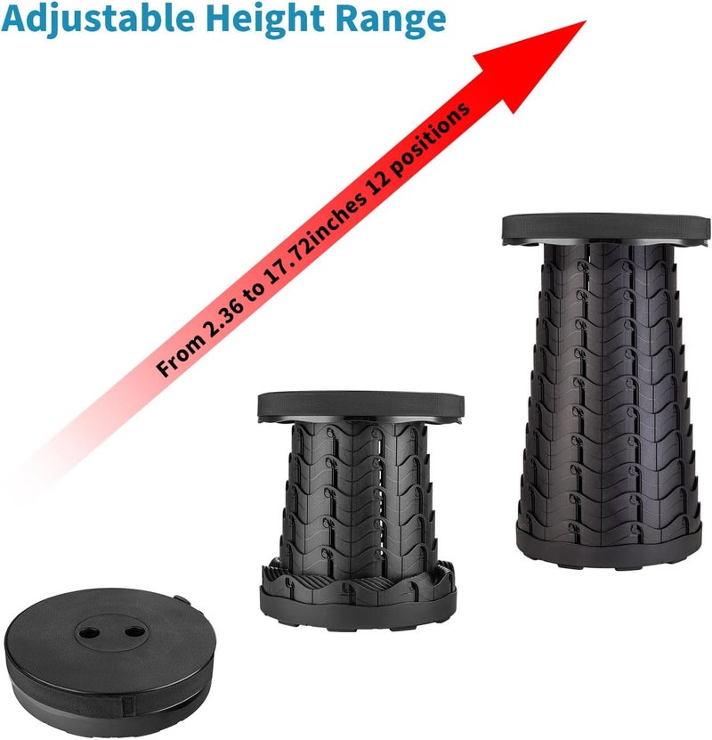 Boreeman 2-Pack Collapsible Stool, Load Capacity 400lbs, Lightweight Yet Sturdy, Upgraded Portable Stool for Camping Fishing Hiking BBQ - Image 3