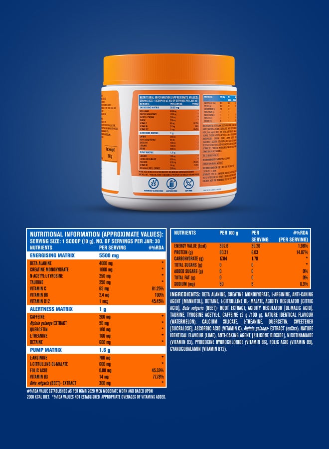 FAST&UP Pre-Workout - Advanced 200 mg Caffeine, Arginine, Taurine, 30 servings, Watermelon Flavour - Image 2