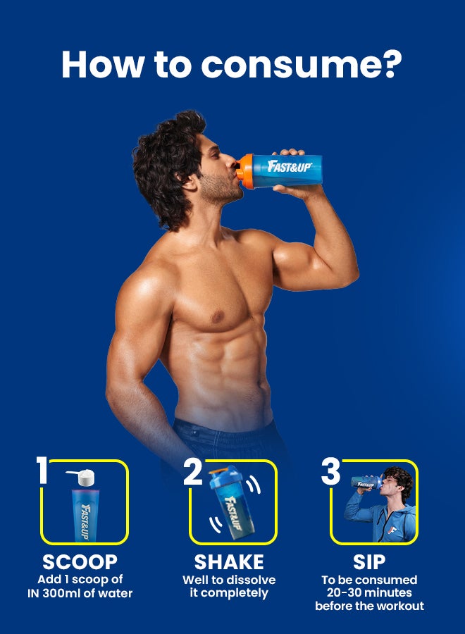 FAST&UP Pre-Workout - Advanced 200 mg Caffeine, Arginine, Taurine, 30 servings, Watermelon Flavour - Image 5