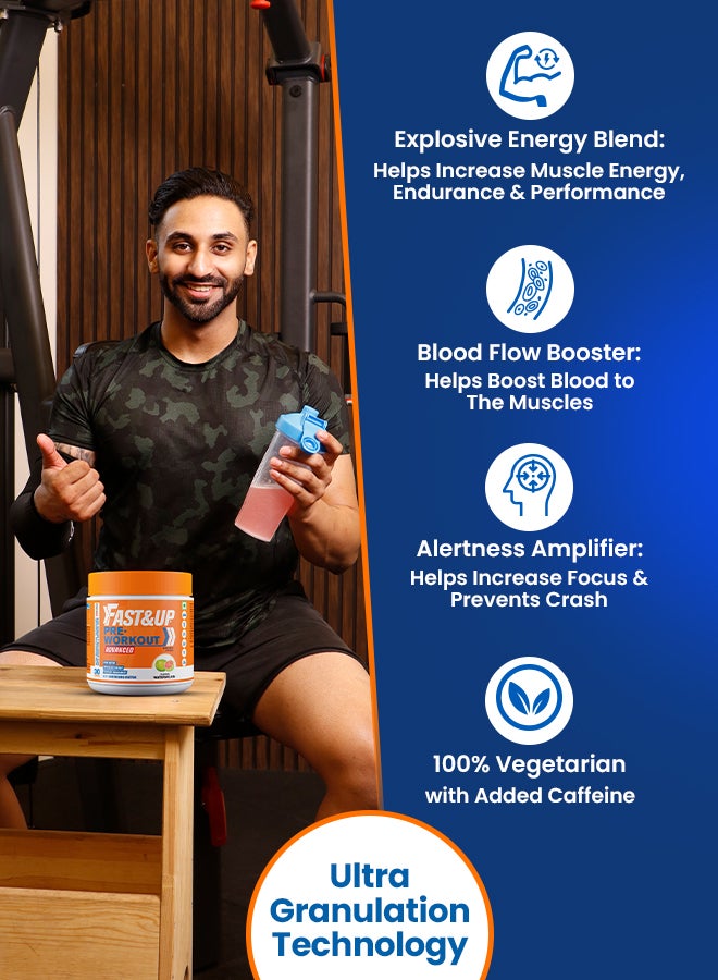 FAST&UP Pre-Workout - Advanced 200 mg Caffeine, Arginine, Taurine, 30 servings, Watermelon Flavour - Image 4