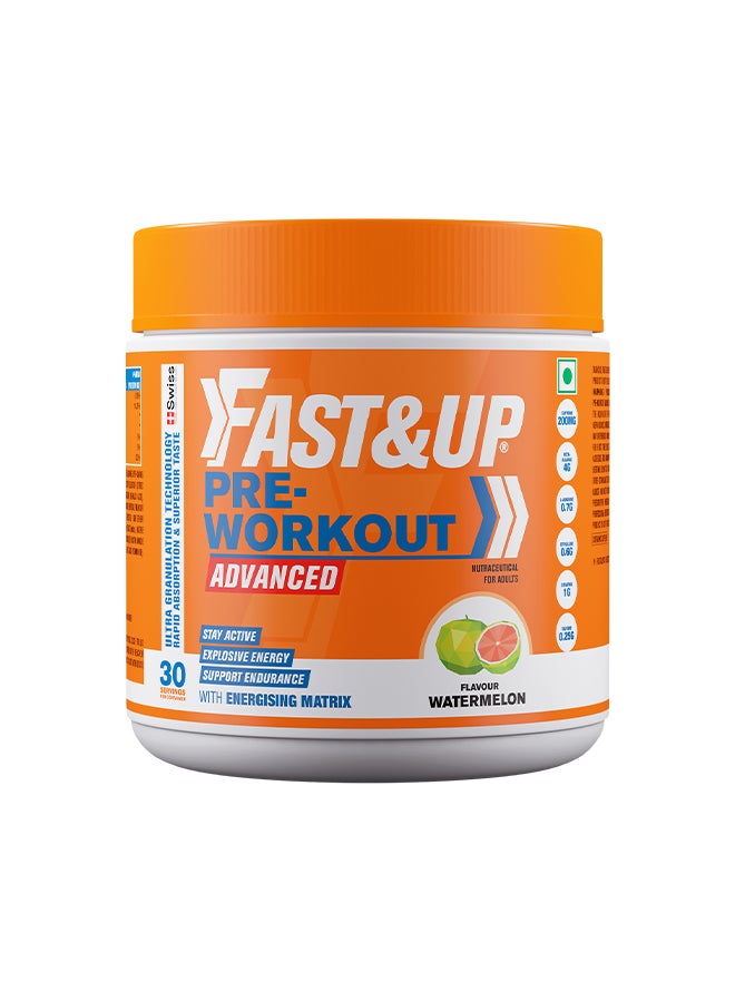 FAST&UP Pre-Workout - Advanced 200 mg Caffeine, Arginine, Taurine, 30 servings, Watermelon Flavour - Image 1