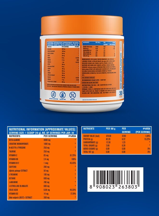 FAST&UP Pre-Workout - Advanced 200 mg Caffeine, Arginine, Taurine, 30 servings, Watermelon Flavour - Image 5