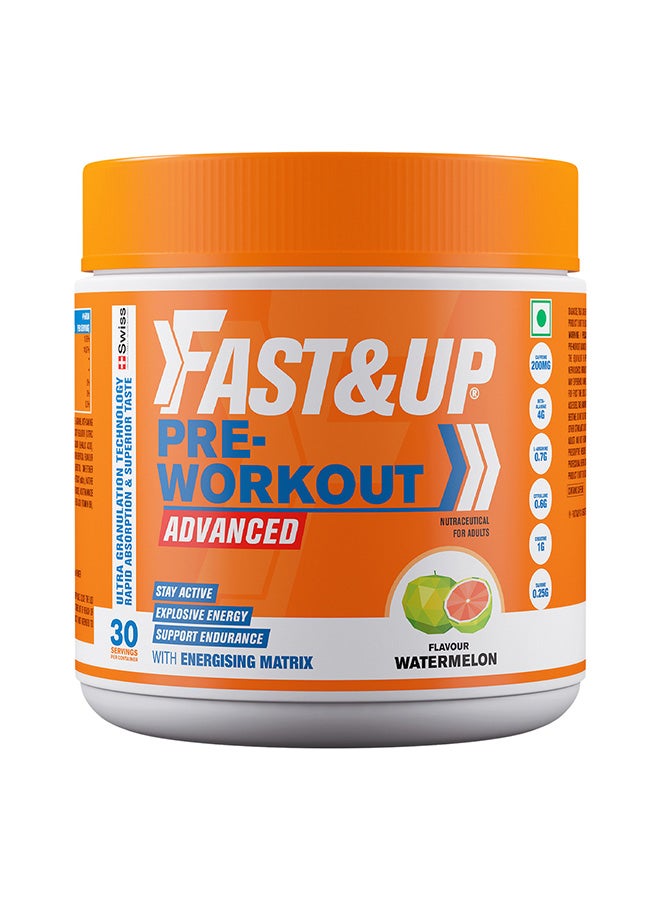 FAST&UP Pre-Workout - Advanced 200 mg Caffeine, Arginine, Taurine, 30 servings, Watermelon Flavour - Image 1