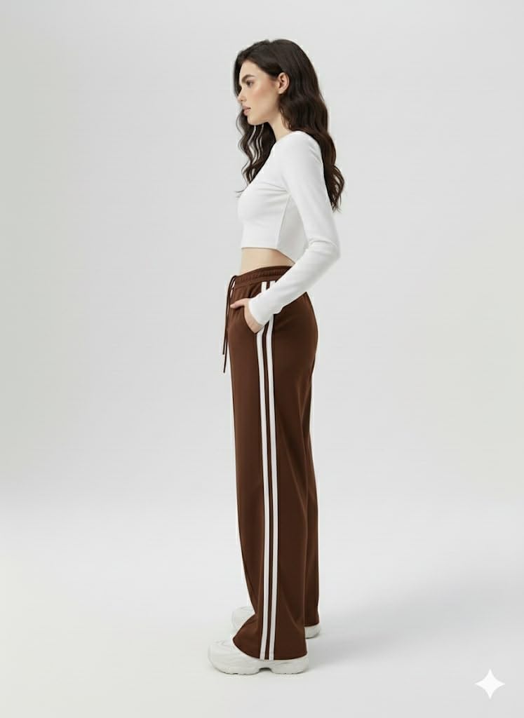 FASHA Women Joggers – High Waist Cotton Track Pants with Pockets | Gym Jogger Pants for Women | Casual Travel Lounge Wear Brown - Image 3