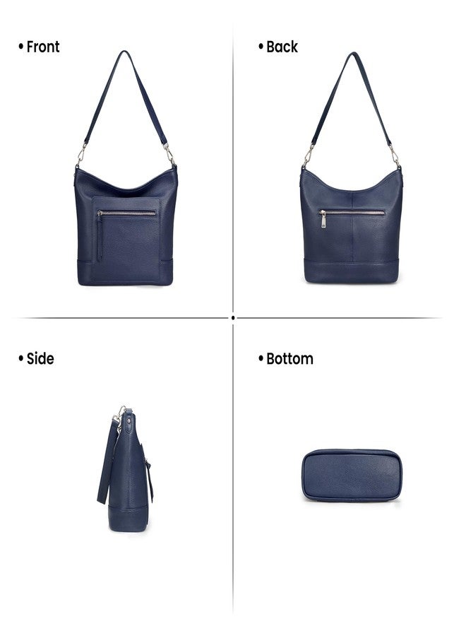 befen Genuine Leather Crossbody Purses for Women Trendy, Hobo Crossbody Bags for Women with 2 Shoulder Straps, Ladies Medium Shoulder Handbags 2026 - Navy Blue - Image 5
