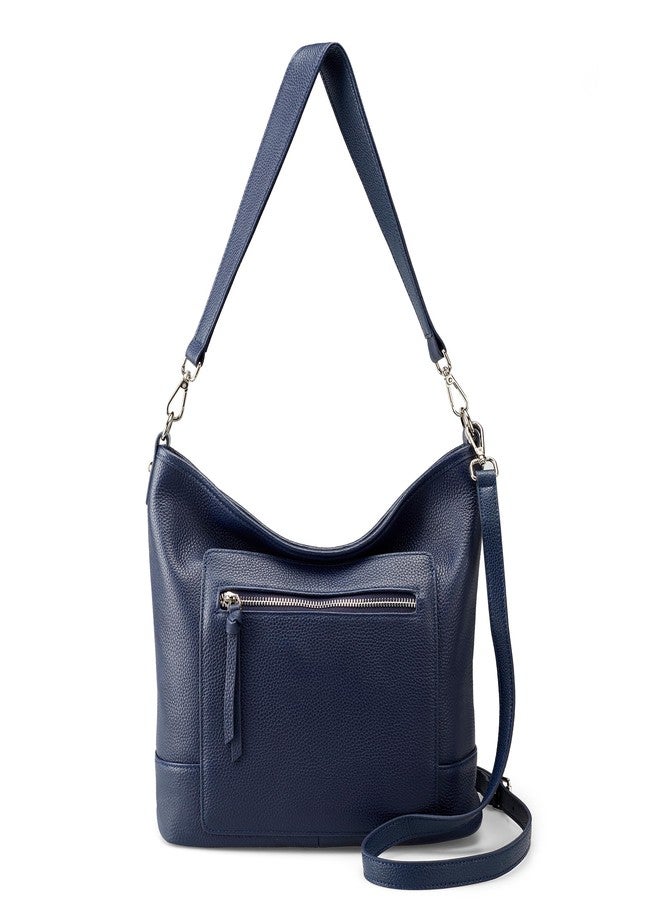 befen Genuine Leather Crossbody Purses for Women Trendy, Hobo Crossbody Bags for Women with 2 Shoulder Straps, Ladies Medium Shoulder Handbags 2026 - Navy Blue - Image 1