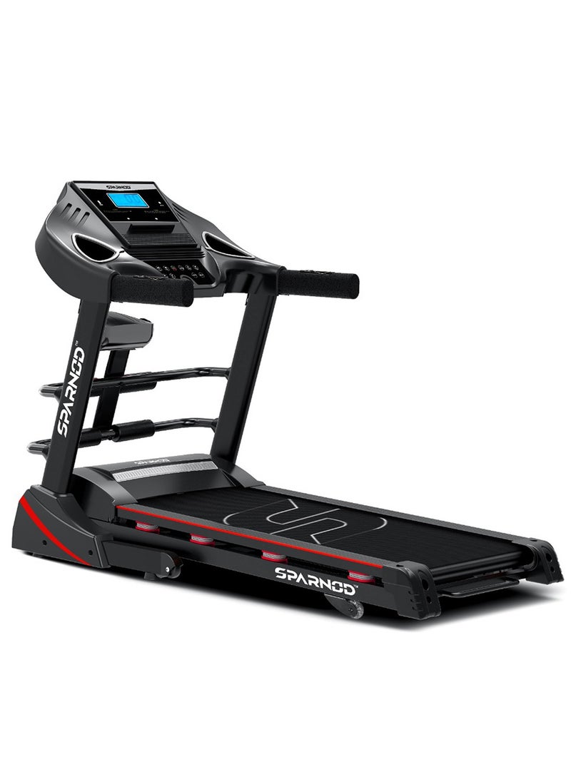 Sparnod Fitness - Sparnod Fitness STH-3600: 4 HP Peak DC Motor, 16 Km/H Treadmill, Advanced Console with 12 Pre-set Programs, Comprehensive Massager, Supports 110 Kg User Weight, Hydraulic Foldable, Inbuilt Speakers - Image 1