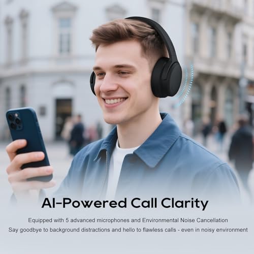Srhythm NiceComfort 35 (2nd Gen) Hybrid Noise Cancelling Headphones,Wireless Bluetooth 6.0, 5Microphones with ENC,Transparency,Spatial Audio,140H Playtime,Low Latency,Custom EQ via App Black - Image 3