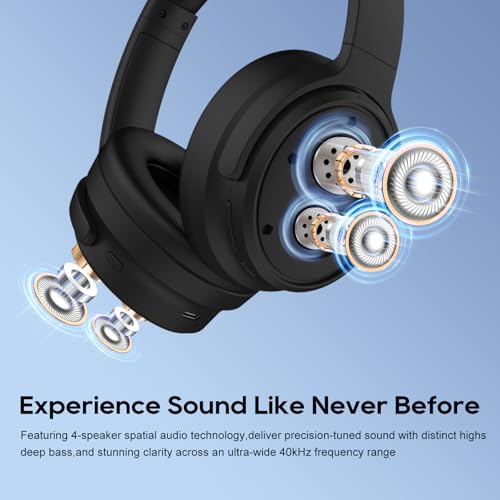 Srhythm NiceComfort 35 (2nd Gen) Hybrid Noise Cancelling Headphones,Wireless Bluetooth 6.0, 5Microphones with ENC,Transparency,Spatial Audio,140H Playtime,Low Latency,Custom EQ via App Black - Image 4