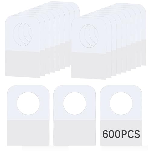 lipetol 600Pcs Hang Tabs Self Adhesive Hanging Tabs 1.3×0.9 Inch, Clear Plastic Hang Tags Round Hole Sticky Hanging Tab for Retail Small Sale Items and Handicrafts Jewelry Display Tags - Image 1