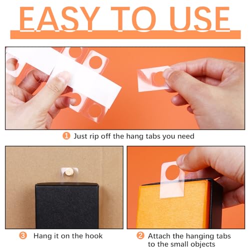 lipetol 600Pcs Hang Tabs Self Adhesive Hanging Tabs 1.3×0.9 Inch, Clear Plastic Hang Tags Round Hole Sticky Hanging Tab for Retail Small Sale Items and Handicrafts Jewelry Display Tags - Image 3