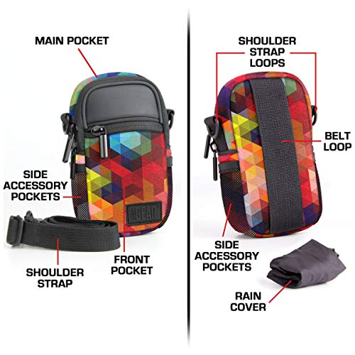 USA Gear Compact Point and Shoot Camera Case Small Digital Camera Pouch with Accessory Pockets and Shoulder Strap - Compatible with Sony CyberShot, Canon G7X Mark iii, Nikon COOLPIX & More (Geometric) - Image 3