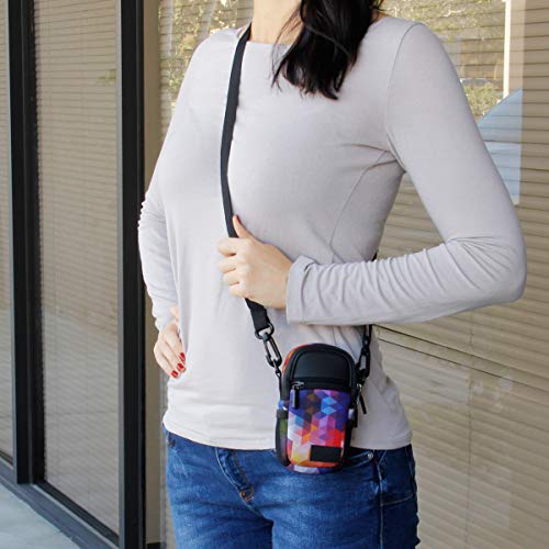 USA Gear Compact Point and Shoot Camera Case Small Digital Camera Pouch with Accessory Pockets and Shoulder Strap - Compatible with Sony CyberShot, Canon G7X Mark iii, Nikon COOLPIX & More (Geometric) - Image 2