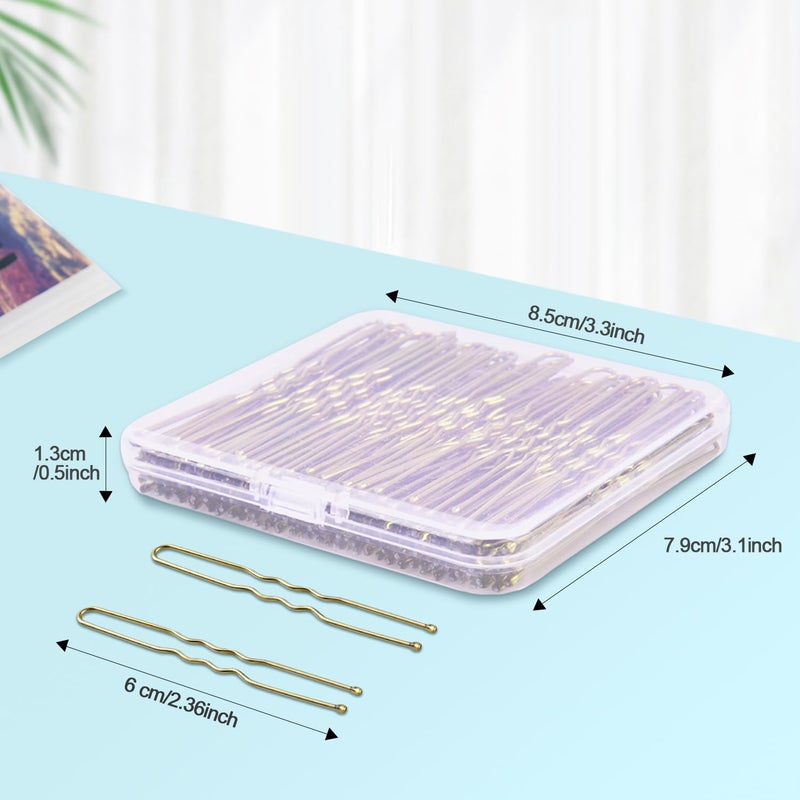 TsMADDTs U Shaped Hair Pins,TsMADDTs 100 Pcs Blonde Bun Hair Pins for Women Girls with Box (Golden 2.4 inch) - Image 2