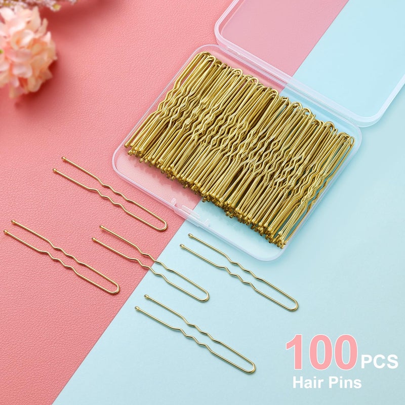 TsMADDTs U Shaped Hair Pins,TsMADDTs 100 Pcs Blonde Bun Hair Pins for Women Girls with Box (Golden 2.4 inch) - Image 5