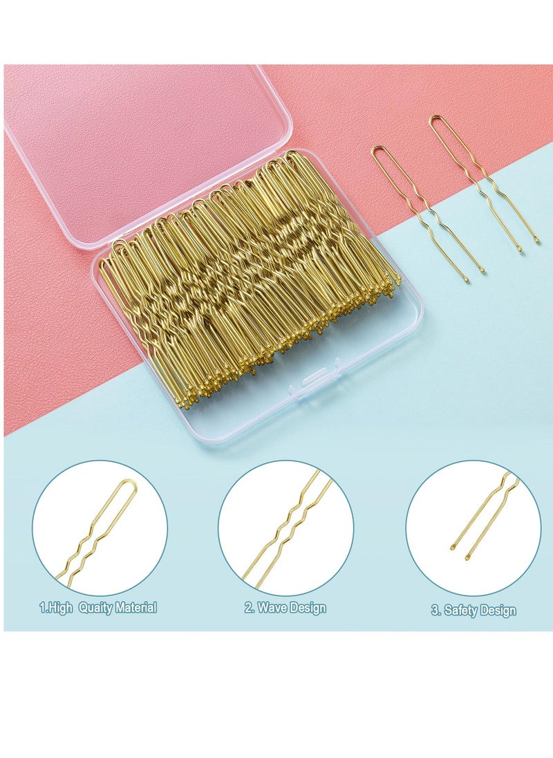 TsMADDTs U Shaped Hair Pins,TsMADDTs 100 Pcs Blonde Bun Hair Pins for Women Girls with Box (Golden 2.4 inch)  - Image 2