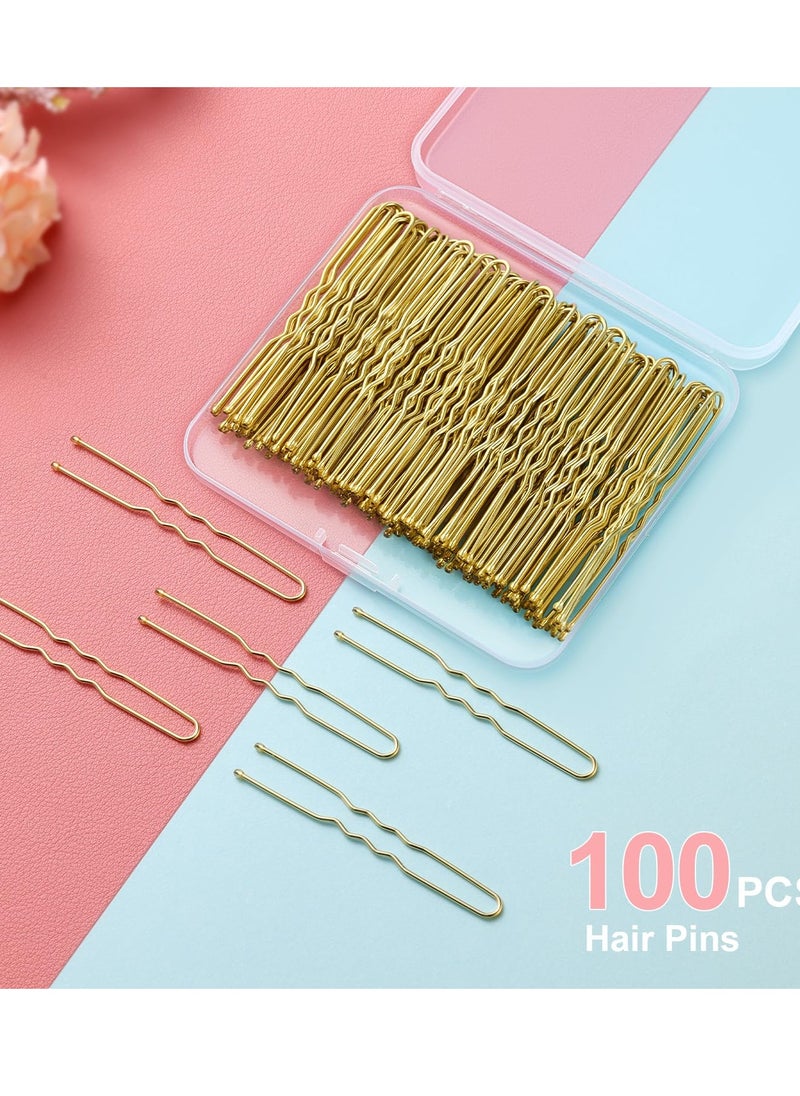 TsMADDTs U Shaped Hair Pins,TsMADDTs 100 Pcs Blonde Bun Hair Pins for Women Girls with Box (Golden 2.4 inch)  - Image 3