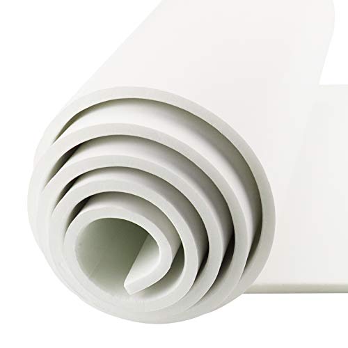 DGSL Neoprene Adhesive Foam Sheets, 12'' W x 59'' L x 1/4'' Thick Sponge Self Adhesive Rubber Padding Sheet Closed Cell Foam Sheet Roll for DIY, Multi-Function Soundproof Rubber Mat, White - Image 1
