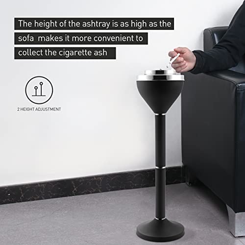 Anfrere Standing Ashtray Outdoor for Patio, Large & Tall Outside Ash Tray for Cigarette Butt Receptacle Disposal, Commercial Metal Smokers Cigar Ashtrays Container with Lid, Matte Black, B01DK - Image 2