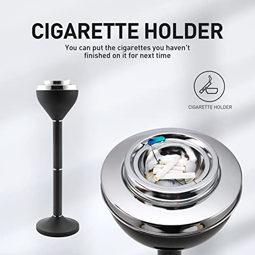 Anfrere Standing Ashtray Outdoor for Patio, Large & Tall Outside Ash Tray for Cigarette Butt Receptacle Disposal, Commercial Metal Smokers Cigar Ashtrays Container with Lid, Matte Black, B01DK - Image 5
