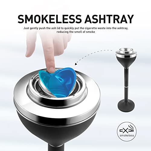 Anfrere Standing Ashtray Outdoor for Patio, Large & Tall Outside Ash Tray for Cigarette Butt Receptacle Disposal, Commercial Metal Smokers Cigar Ashtrays Container with Lid, Matte Black, B01DK - Image 4