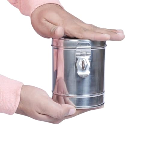 Brunchy Stainless Steel Gulak Piggy Bank, Round Shape 14 cm - Hundi Money Bank for Adults, Saving Box, Money Saving Box for Kids, Durable and Secure Design for Savings (2) - Image 3