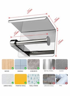 KASTWAVE Toilet Roll Holder No Drilling, 304 Stainless Steel Self Adhesive and Wall Mounted WC Tissue Holder for Bathroom Kitchen  - Image 5