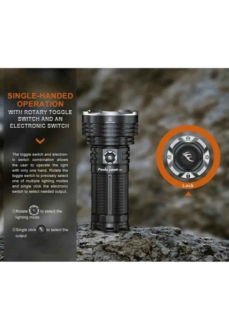 فينيكس - كشاف LR40R V2.0 Fenix يجمع بين الإضاءة المركزة والمنتشرة قوة الإضاءة إلى 15000 شمعة اضاؤة تصل الى 900 متر بمنفذ تايب سي للشحن السريع - Image 1