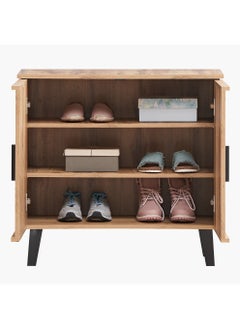 Home Box Porto 9-Pair Shoe Cabinet 2 Shelves With 2 Doors 34x72x77 cm Engineered Wood Brown  - Image 3