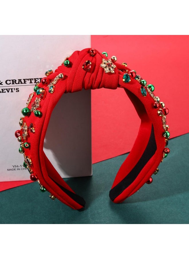 YAHPERN Christmas Headband For Women Christmas Accessories Xmas Bow Tree Snowflake Knotted Headband Crystal Top Knot Headband  - Image 4