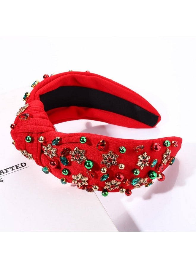 YAHPERN Christmas Headband For Women Christmas Accessories Xmas Bow Tree Snowflake Knotted Headband Crystal Top Knot Headband  - Image 5