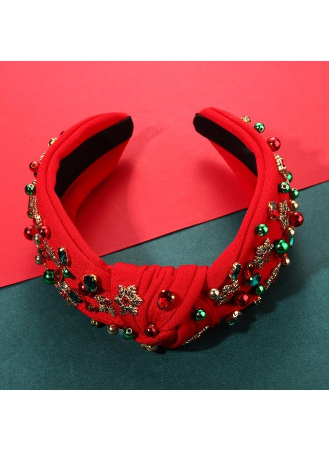 YAHPERN Christmas Headband For Women Christmas Accessories Xmas Bow Tree Snowflake Knotted Headband Crystal Top Knot Headband  - Image 3