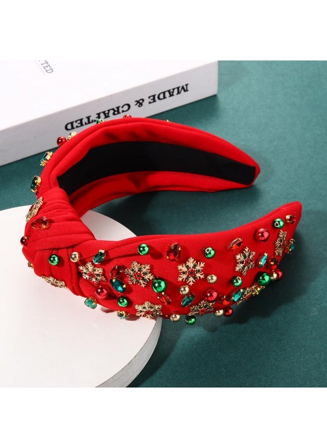 YAHPERN Christmas Headband For Women Christmas Accessories Xmas Bow Tree Snowflake Knotted Headband Crystal Top Knot Headband  - Image 2