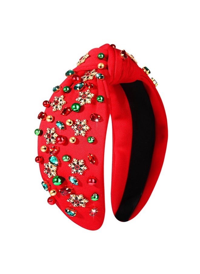 YAHPERN Christmas Headband For Women Christmas Accessories Xmas Bow Tree Snowflake Knotted Headband Crystal Top Knot Headband  - Image 1