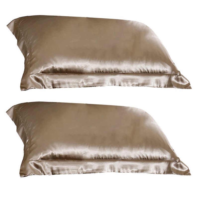 2 Pairs of Silk Pillow Case Ice Silk Pillowcase Cover Pillow Cover Plain Color Pillow Home (Golden) - Image 4