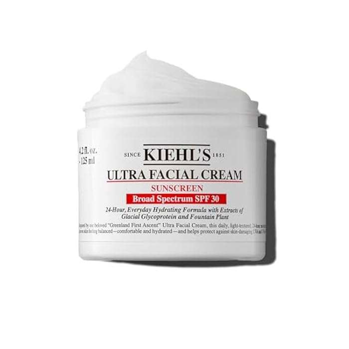 Kiehl's Ultra Facial Cream with SPF 30, Lightweight Daily Face Moisturizer for All Skin Types, 24-hour Hydration, UV Sunscreen Protection, Non-greasy, Absorbs Quickly, with Glacial Glycoprotein - Image 1