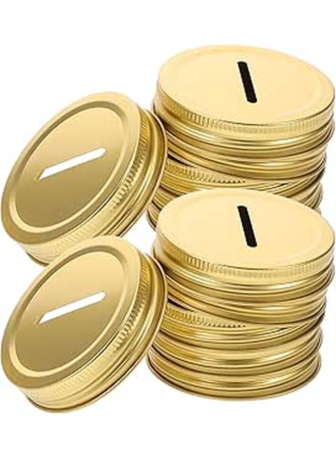 SUPVOX 12 Pack 70mm Mason Jar Coin Slot Lids Tinplate Covers Money Bank - Image 1