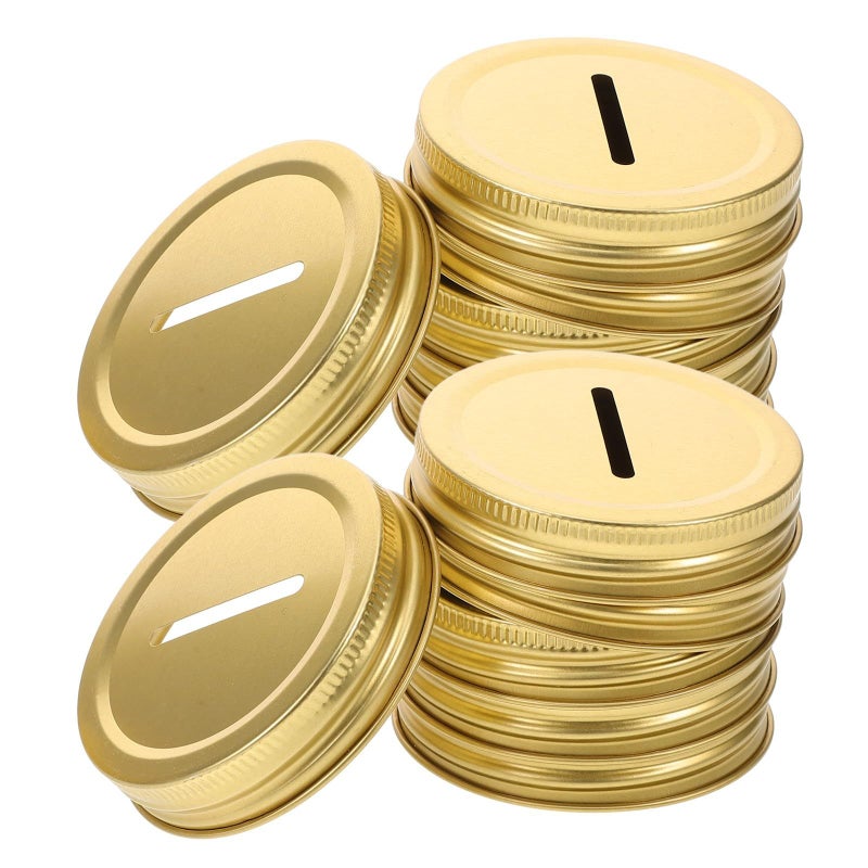 SUPVOX 12 Pack 70mm Mason Jar Coin Slot Lids Tinplate Covers Money Bank - Image 2