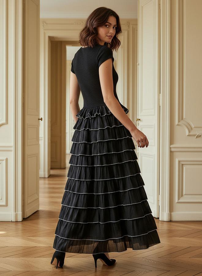 تواكستريمز فستان نسائي بتفاصيل مضلعة وكشكش من - Image 3