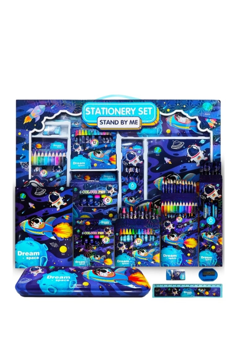 Party Propz Space Stationary Kit for Boys - 41Pcs Blue Stationary Items for Boys Pencil Box,Colours,Eraser and Sharpener Return Gift for Boys, Space School Kit for Boys Stationary Set Return Gifts - Image 1