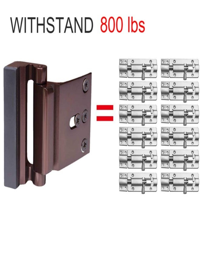 TOYFUL 2 Pack Door Reinforcement Locks with 8 Screws, Defender Security Door Lock for Toddler, Childproof Door Lock Night Lock Withstand 800 Lbs Brown - Image 3