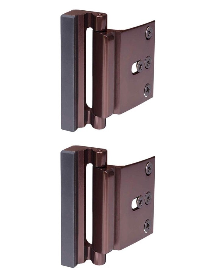 TOYFUL 2 Pack Door Reinforcement Locks with 8 Screws, Defender Security Door Lock for Toddler, Childproof Door Lock Night Lock Withstand 800 Lbs Brown - Image 1