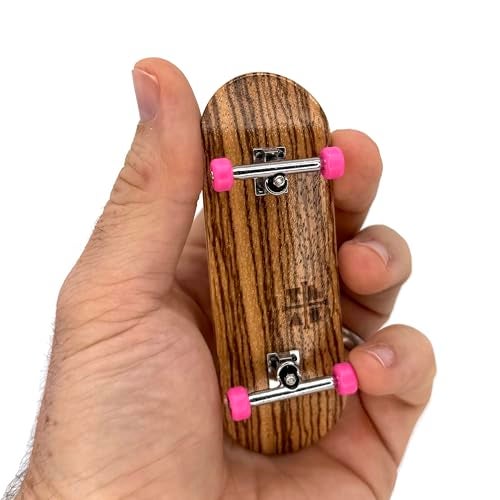 Teak Tuning 32mm Pro Fingerboard Complete Fully Assembled with Pro Level Components Pro Shaped Wooden Deck 32x97mm UltraSpin Bearing Wheels Prodigy Gen2 Trucks Pink Zebra - Image 1